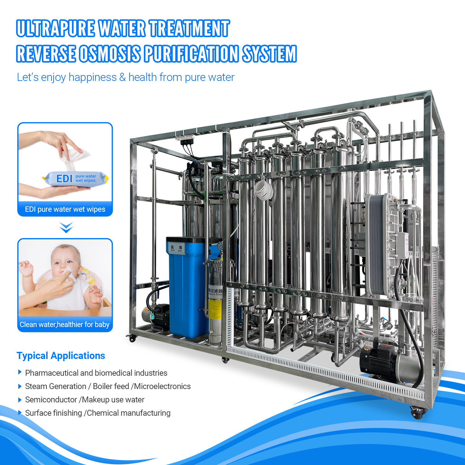 Professional reverse osmosis and EDI water purification system