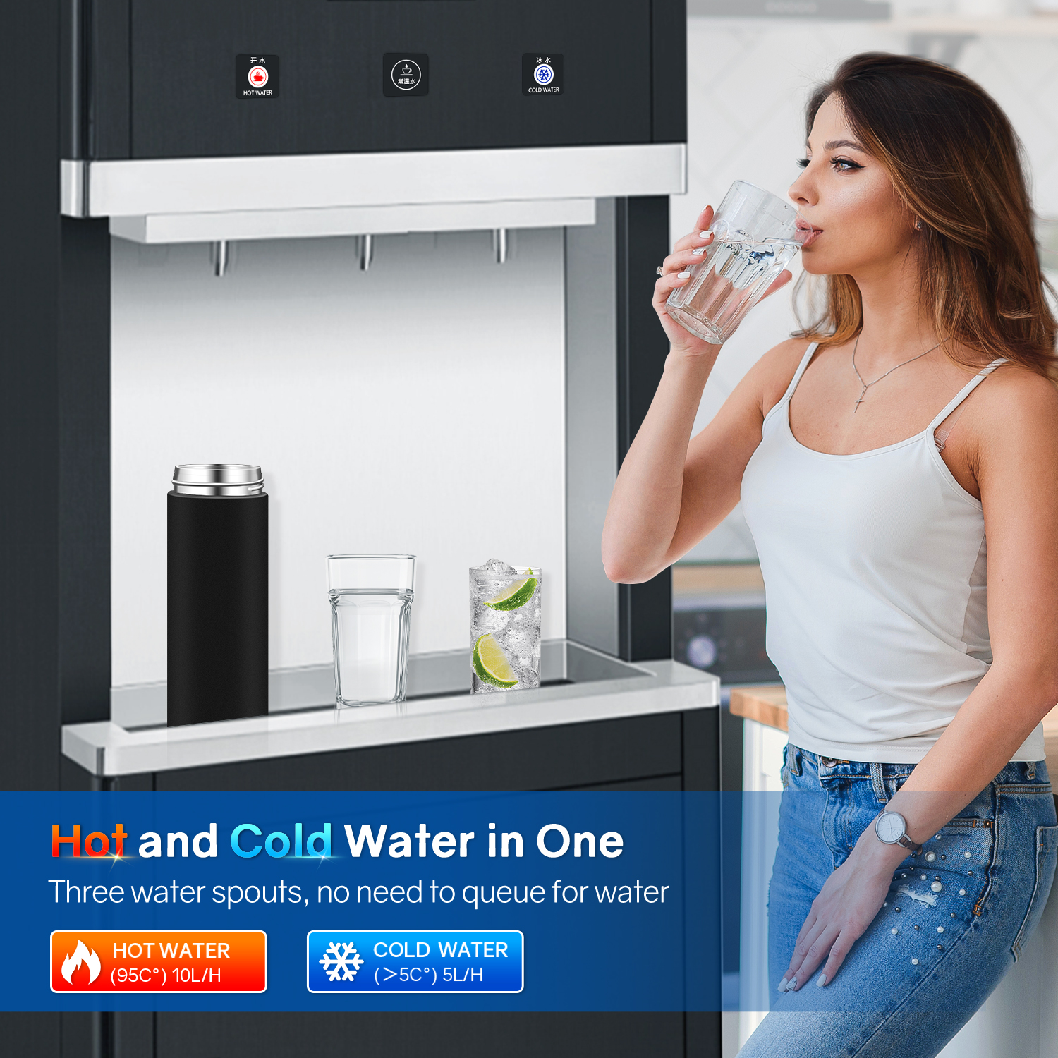 Commercial RO System Water Purification Hot and Cold Water in One