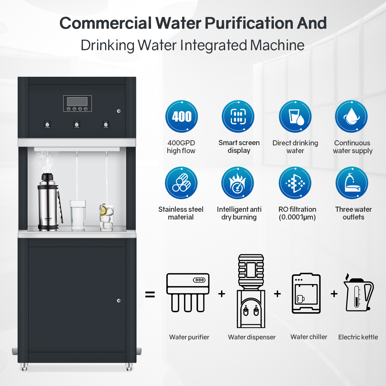 Commercial RO System Water Purification Hot and Cold Water in One