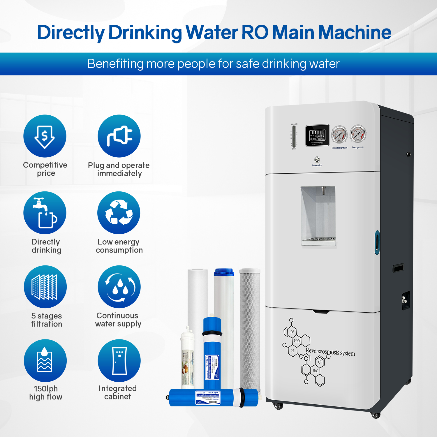 120 LPH Commercial Direct-Drinking Water RO System - Main Unit, Easy to Install