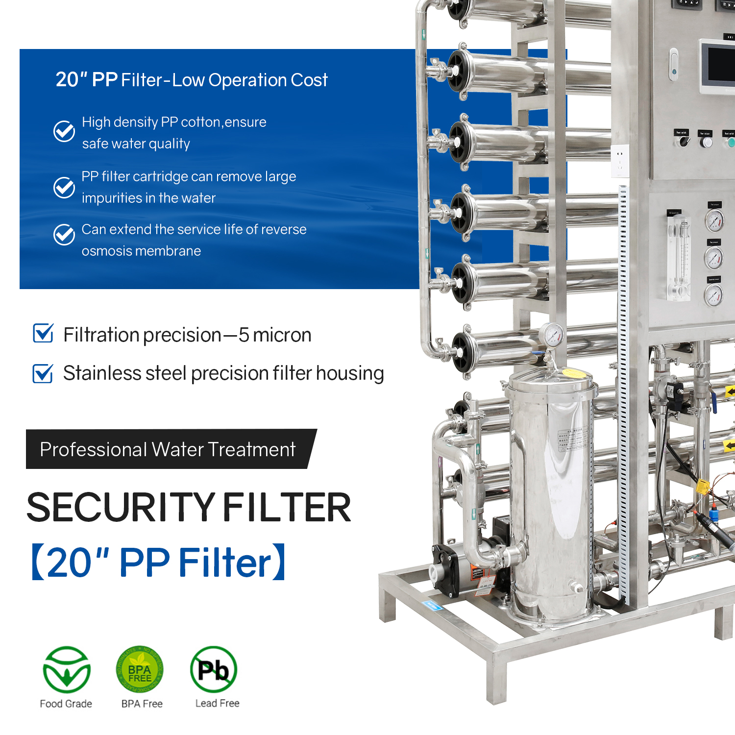 2000LPH Water Treatment Full Stainless Steel Reverse Osmosis System