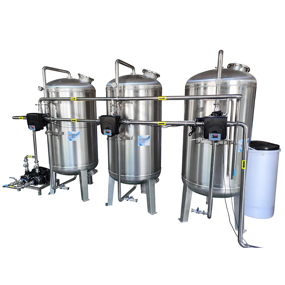 Stainless Steel Large Industrial Water Purifier System with Filtration Equipment: Sand Filter, Carbon Filter, Water Softener, and UV System