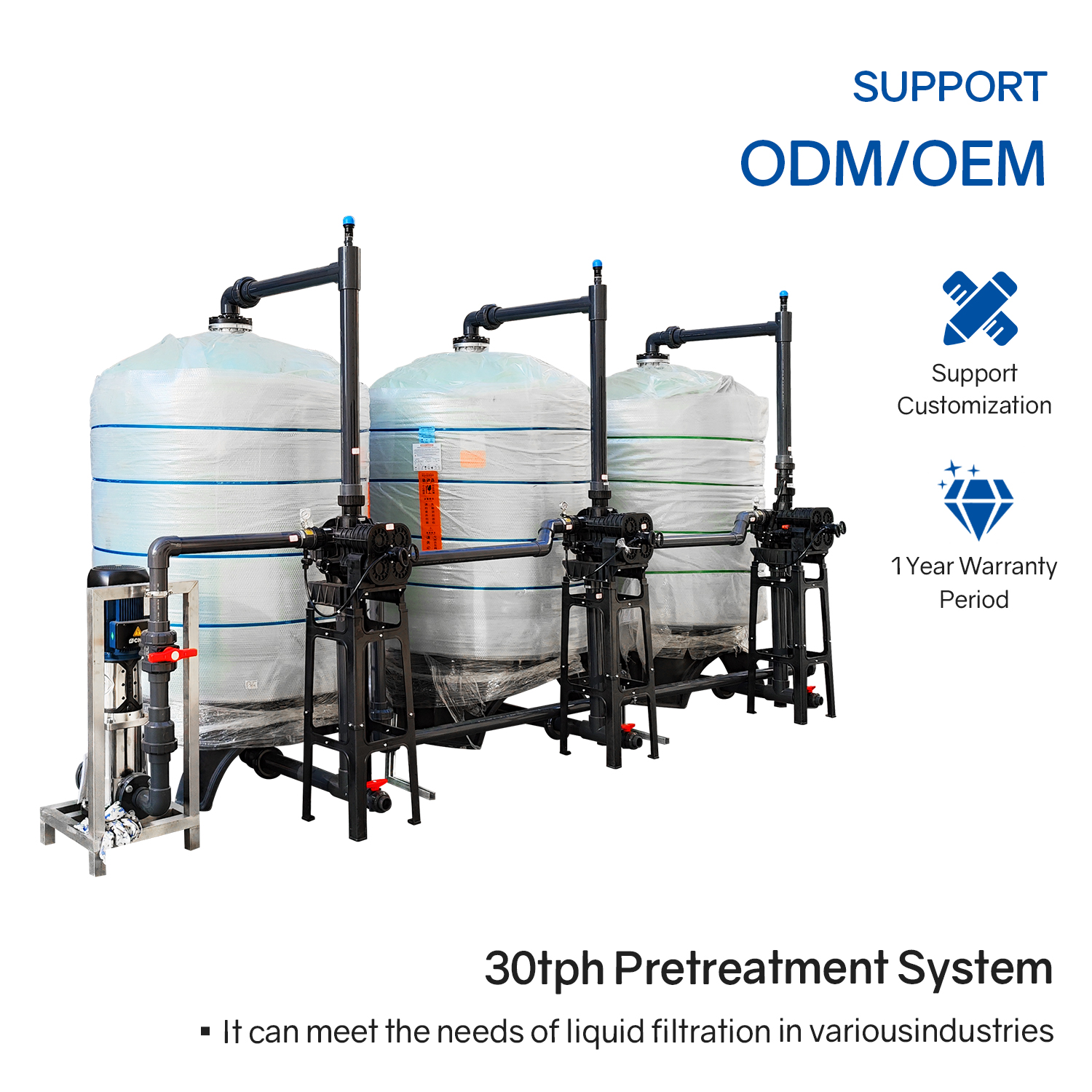 30T/H Pre-Processing Water Treatment System: Sand, Carbon, and Softener Filtration Solutions