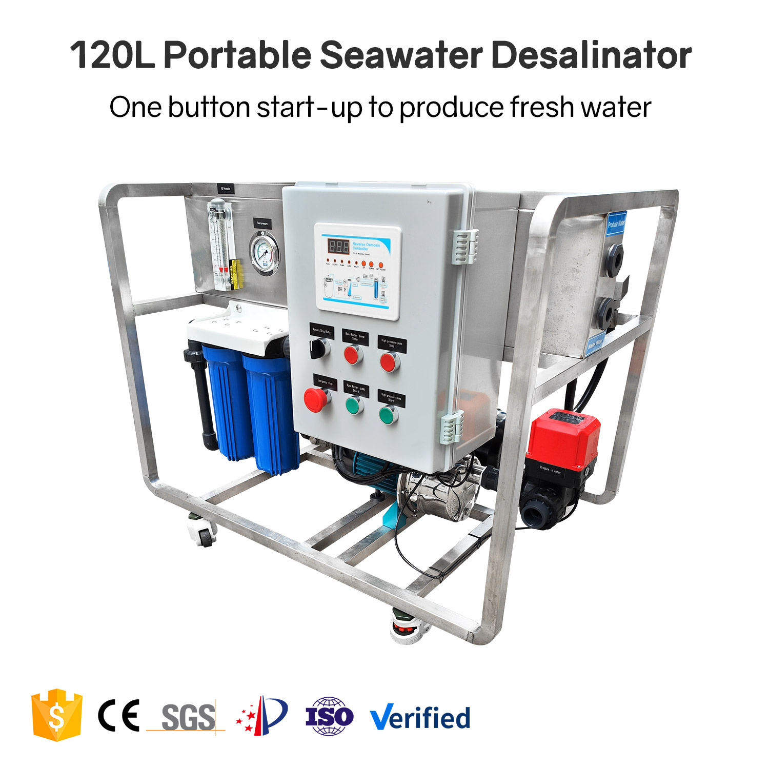 120L Compact Seawater Desalination System - Portable, Plug-and-Play, 1-Second Start