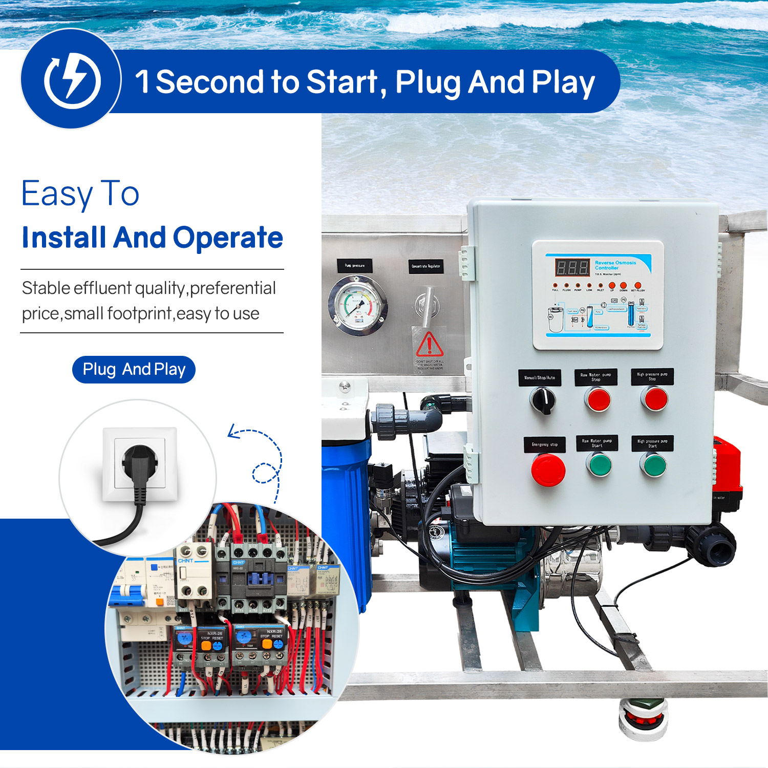 120L Compact Seawater Desalination System - Portable, Plug-and-Play, 1-Second Start